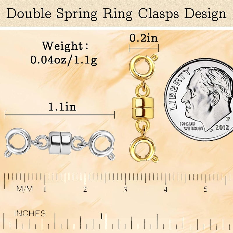 Qulltk Double Magnetic Necklace Clasps and Closures 14K Gold and Silver Bracelet Extender Jewelry Clasps Converters for DIY Jewelry Making - Image 2